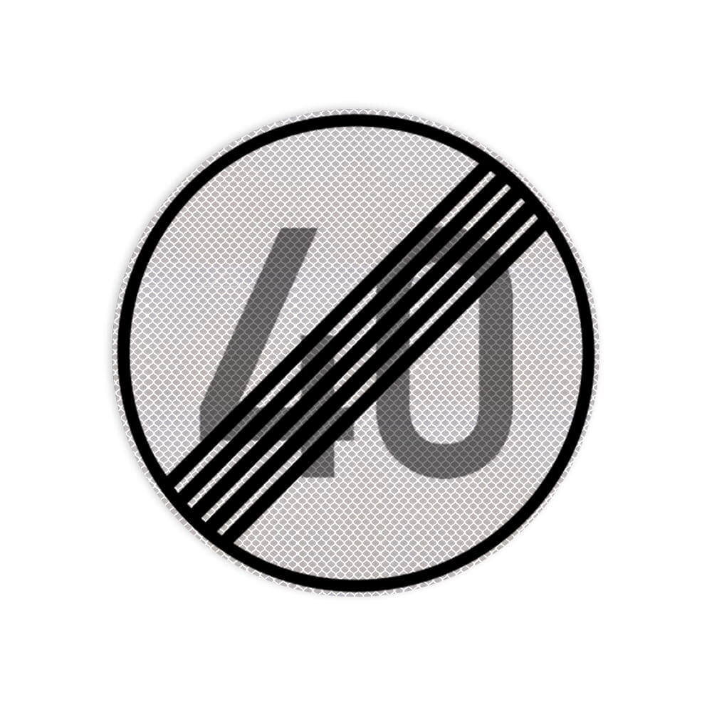 VZ 278-40 Ende der zulässigen Höchstgeschwindigkeit 40 km/h RA 3 Ø 420 mm 3 mm Dibond