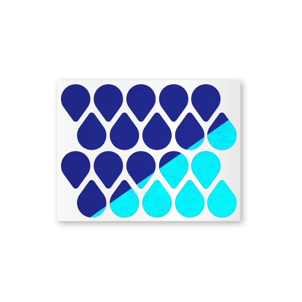 Reflexsticker Light Tropfen in Blau auf Stickerbogen
