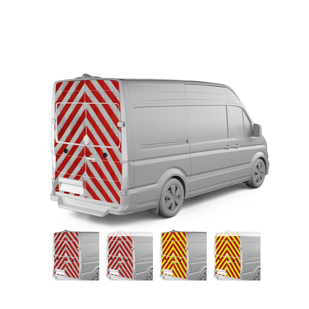 VW Crafter, Baujahr 2017, Heckwarnmarkierung mit Variantenvorschau der Farben und Höhen