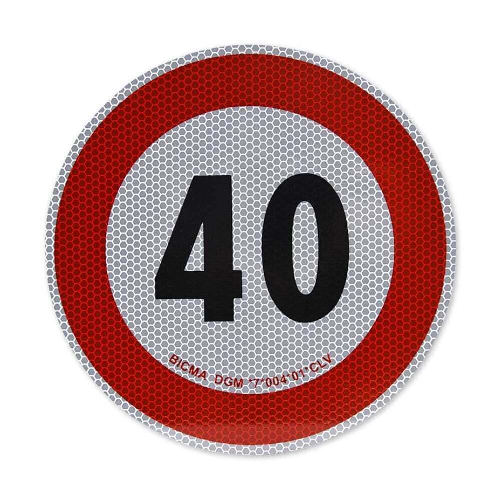 Reflektierendes Geschwindigkeitsschild 40 km/h für Italien, frontal abgebildet