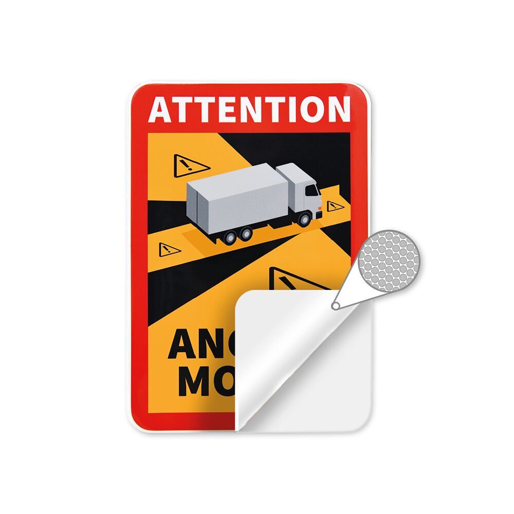 Warnschild „Angles Morts“ selbsthaftend mit Reflexfolie und ablösbarer Rückseite