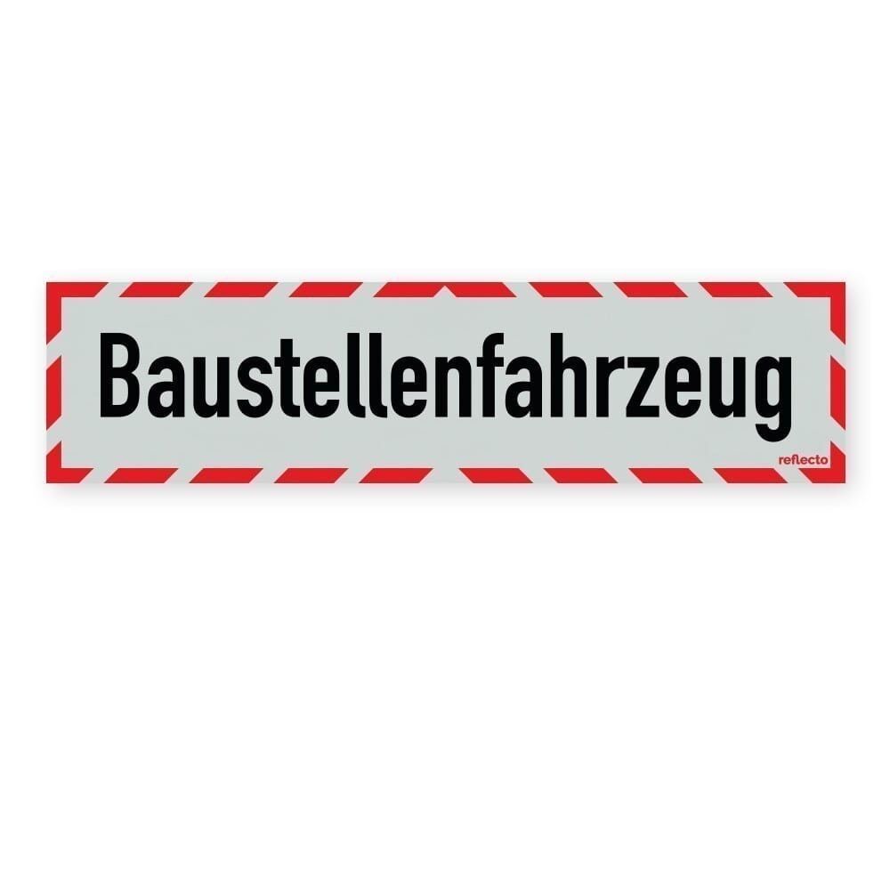 Reflecto Hinweisschild „Baustellenfahrzeug“, mit weiß-rotem Rahmen