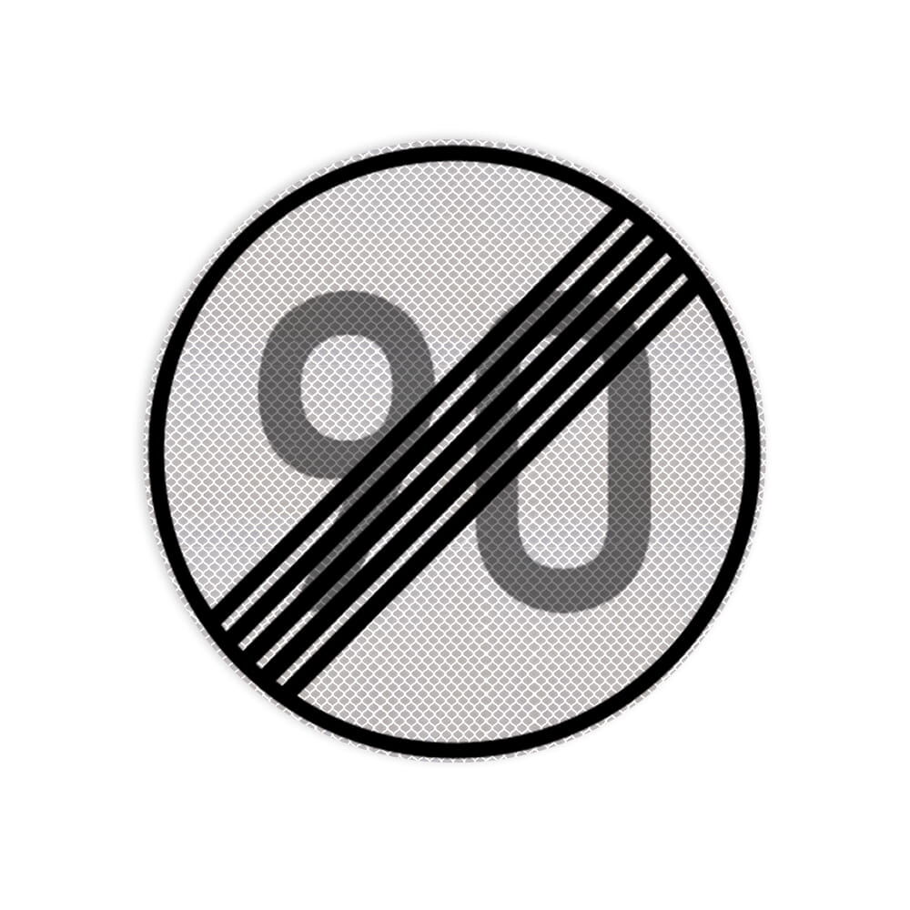 VZ 278-90 Ende der zulässigen Höchstgeschwindigkeit 90 km/h RA 3 Ø 420 mm 3 mm Dibond
