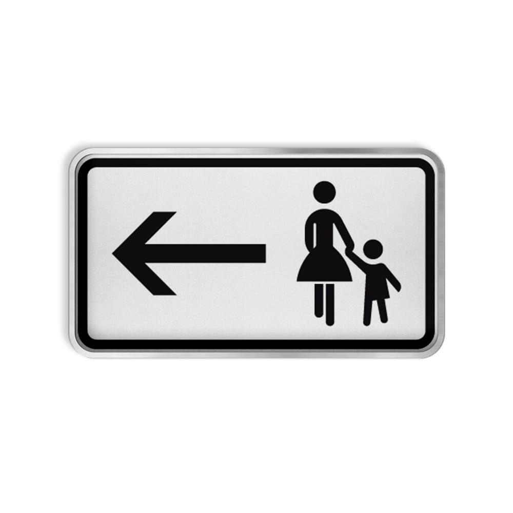 VZ 1000-12 Fußgänger Gehweg gegenüber benutzen, linksweisend VZ 1000-12 Fußgänger Gehweg gegenüber benutzen, linksweisend