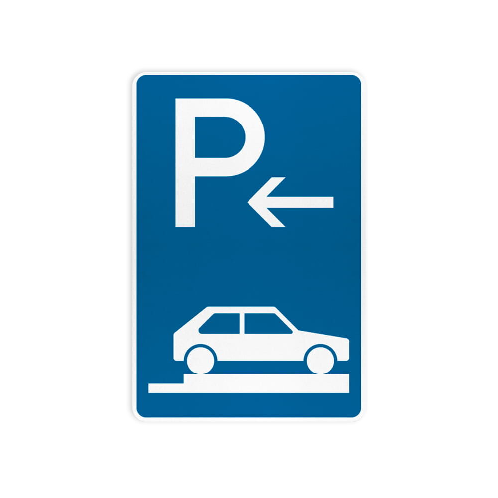 VZ 315-86 Parken auf Gehwegen, ganz quer zur Fahrtrichtung rechts, Anfang