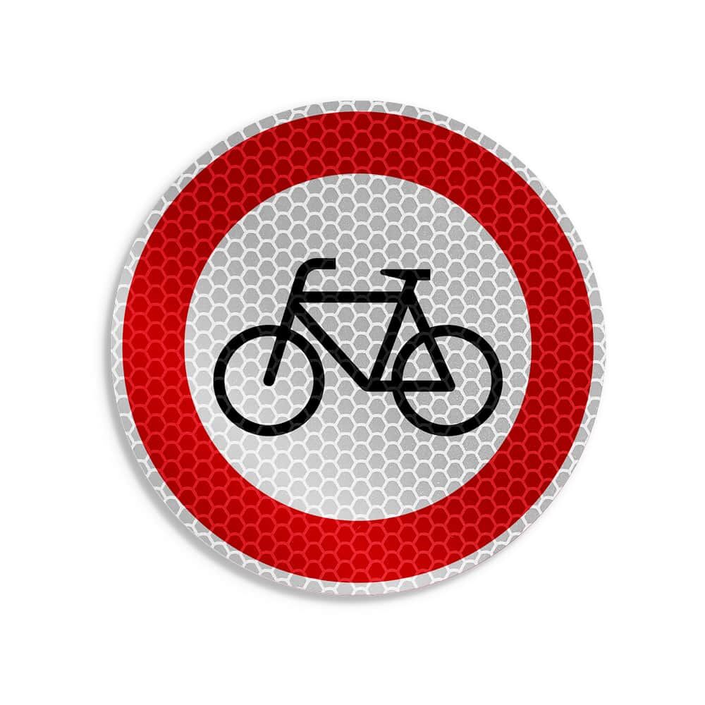 Verbot für Radverkehr VZ 254, reflektierender Aufkleber, Ø 10 cm, rot-weiß-schwarz