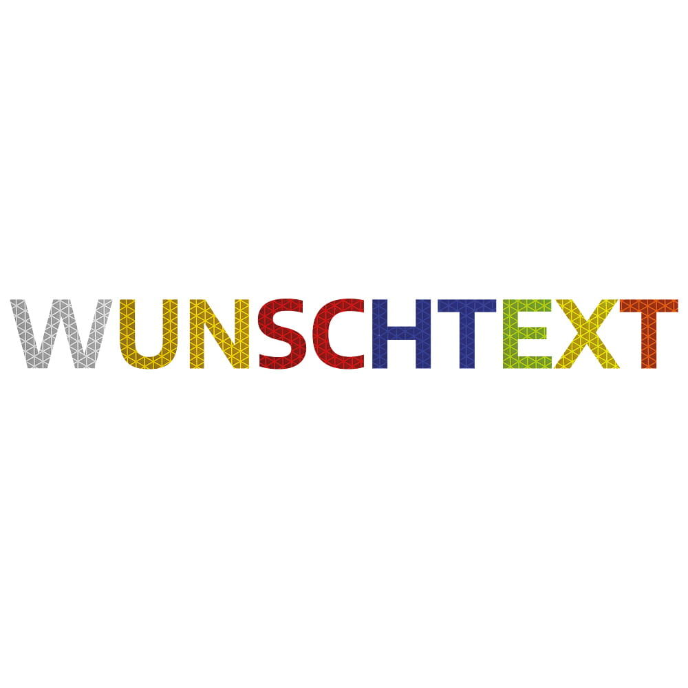 Mehrfarbiger, stark reflektierender Wunschtext „WUNSCHTEXT“ als Muster