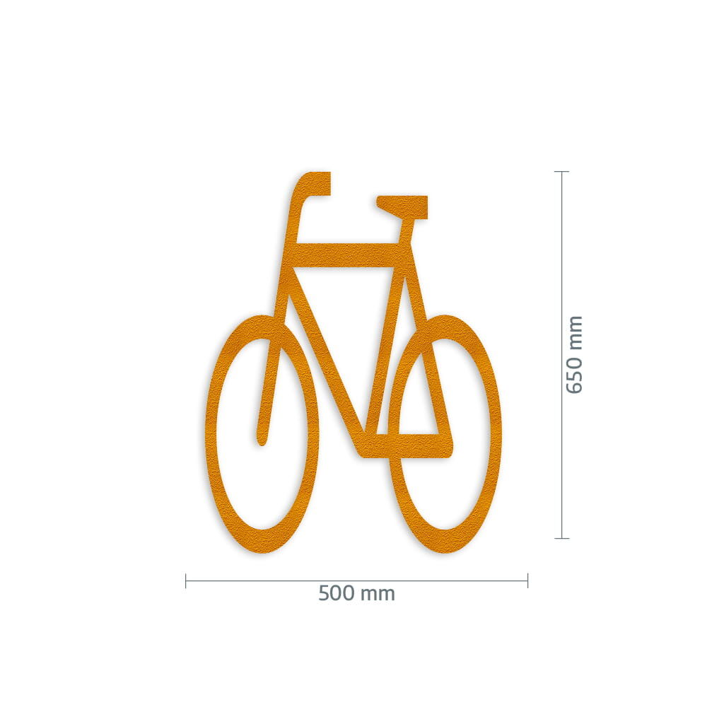 Fahrrad-Piktogramm aus 3M Stamark Gelb, Abmessungen 500 × 650 mm
