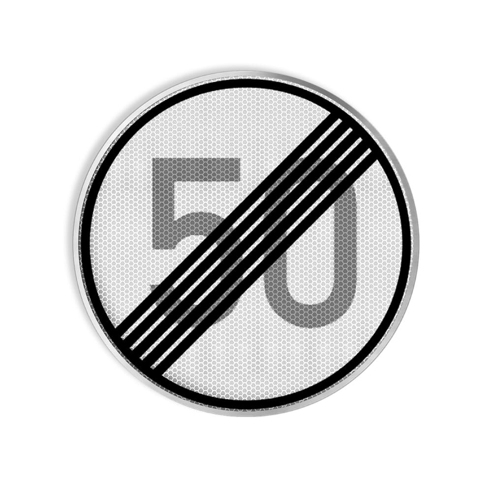 VZ 278-50 Ende der zulässigen Höchstgeschwindigkeit 50 km/h VZ 278-50 Ende der zulässigen Höchstgeschwindigkeit 50 km/h