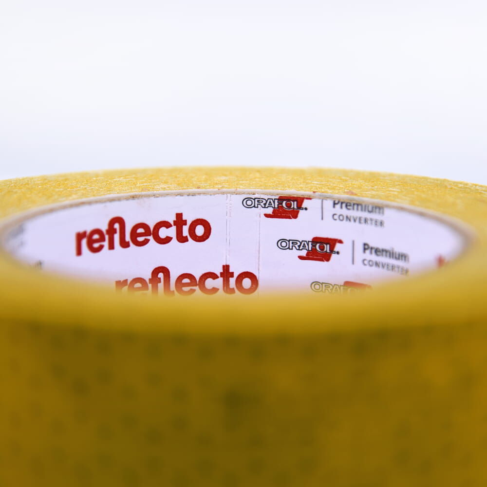 Detail: VC104+ RG Gelb, Folienkern mit reflecto-Logo