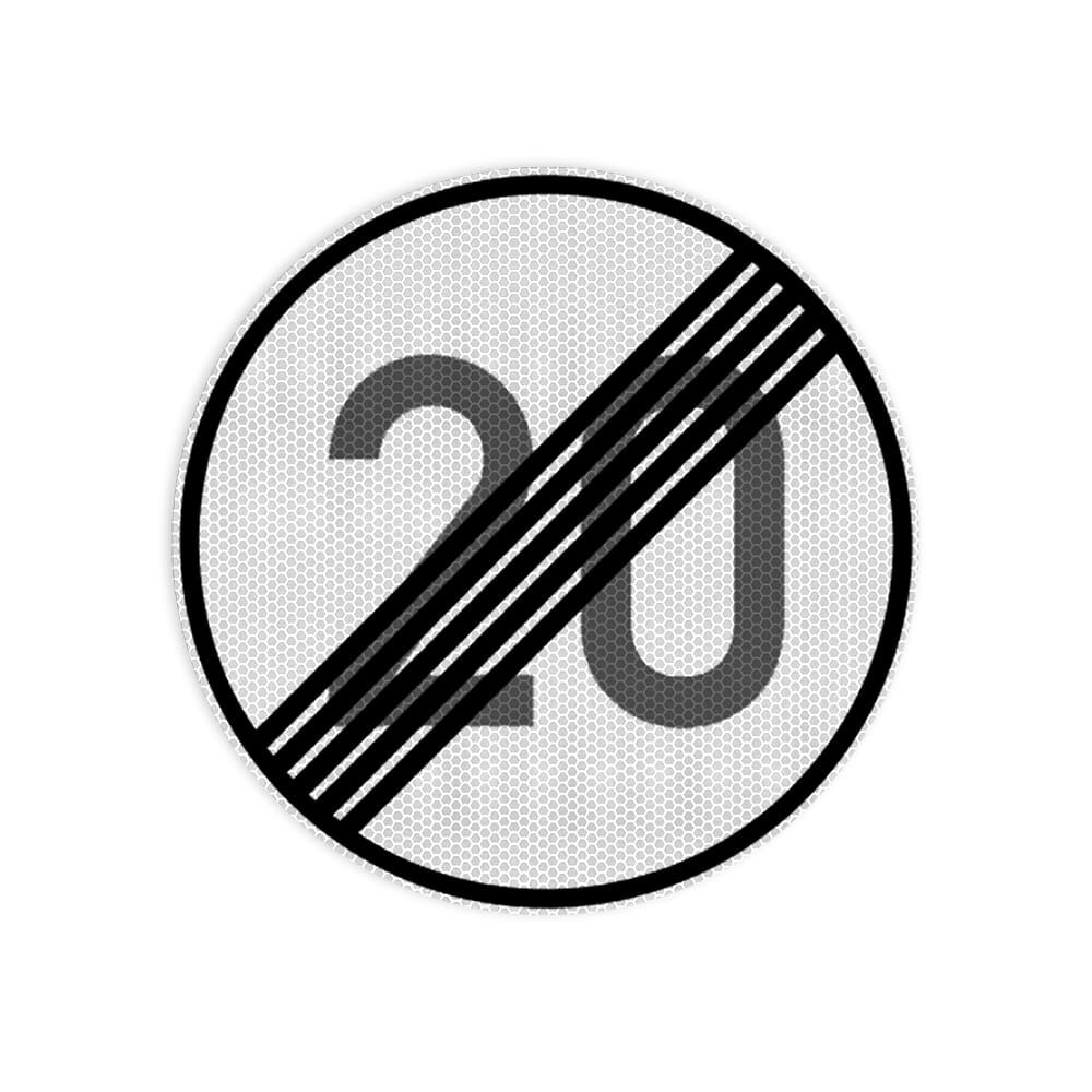 VZ 278-20 Ende der zulässigen Höchstgeschwindigkeit 20 km/h RA 2 Ø 420 mm 3 mm Dibond