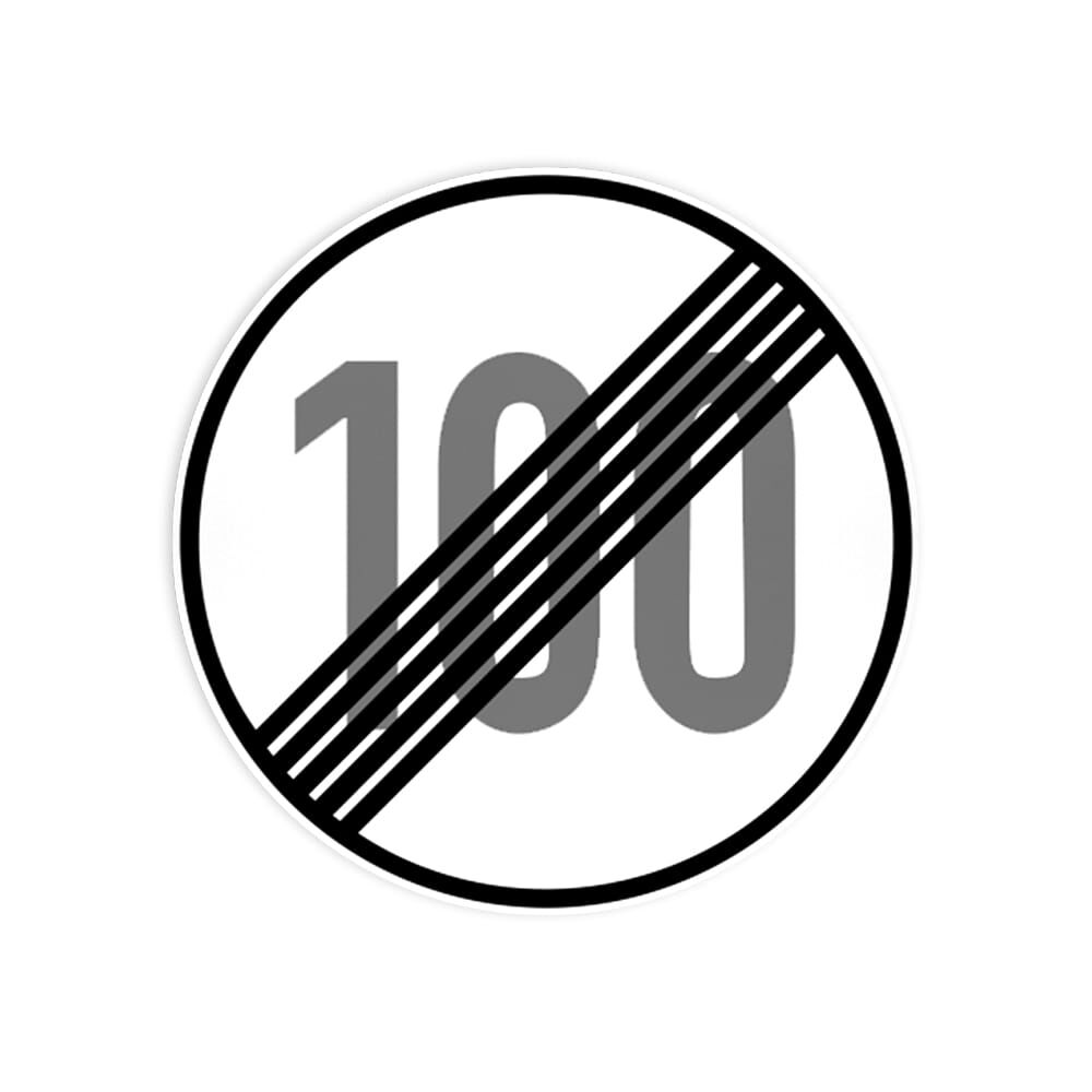 VZ 278-100 Ende der zulässigen Höchstgeschwindigkeit 100 km/ VZ 278-100 Ende der zulässigen Höchstgeschwindigkeit 100 km/