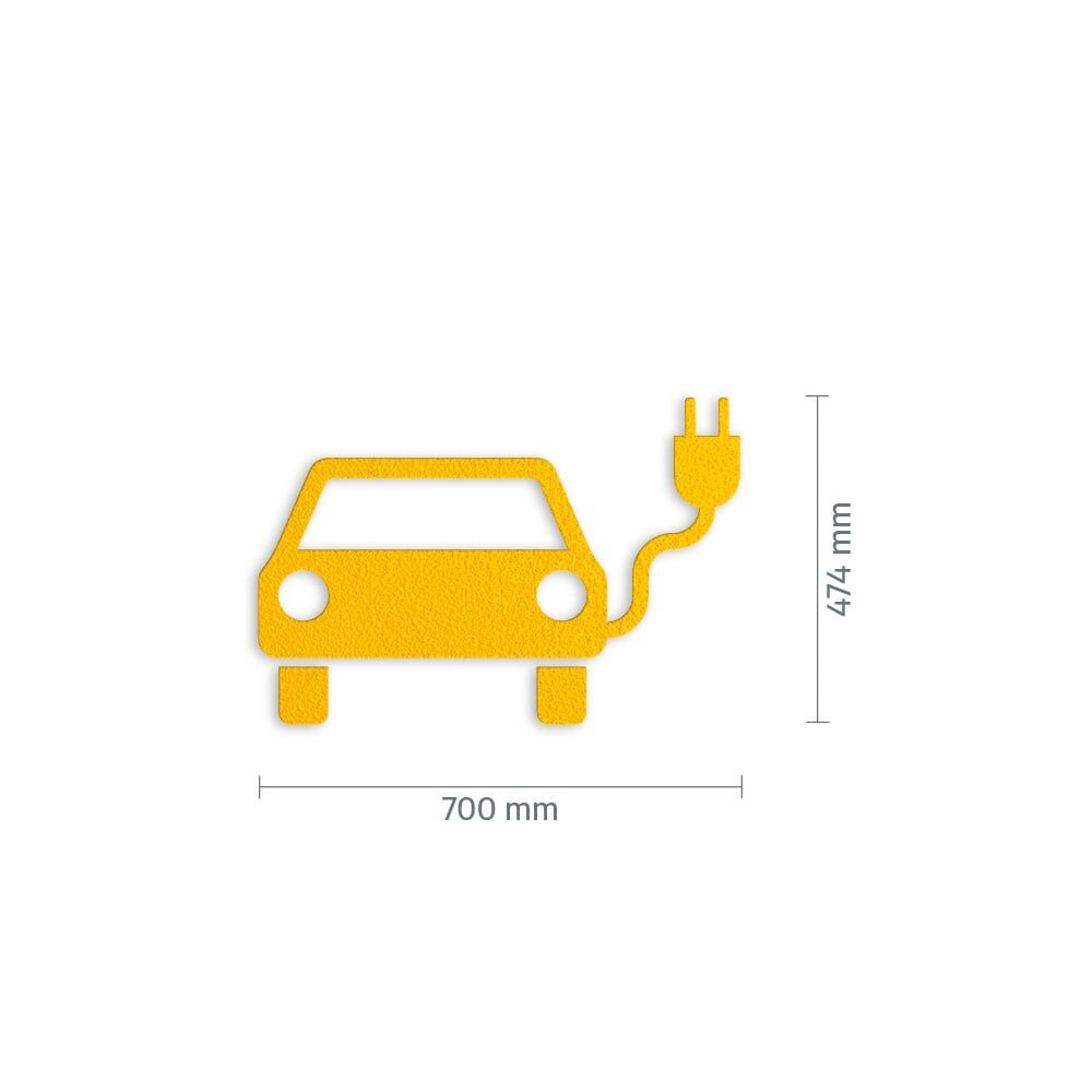 Maßgrafik des Piktogramms, Breite 700 mm, Höhe 474 mm Verkehrsklasse P6 in gelb