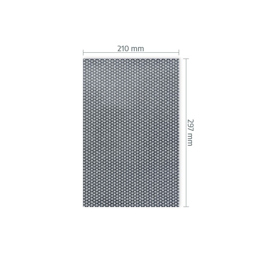 A4-Zuschnitt Orafol VC612 mit Maßangabe 210 × 297 mm