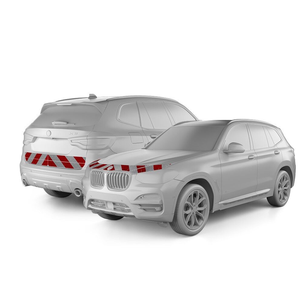BMW X3 G01 mit Front- und Heckwarnmarkierung, Baujahr 2017