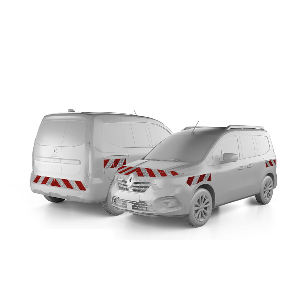 Renault Kangoo III Rapid mit Hecktür, ausgestattet mit Komplettwanrmarkierungssatz, Baujahr 2021