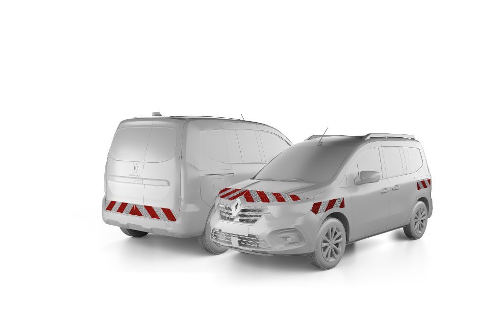 Renault Kangoo III Rapid mit Hecktür, ausgestattet mit Komplettwanrmarkierungssatz, Baujahr 2021