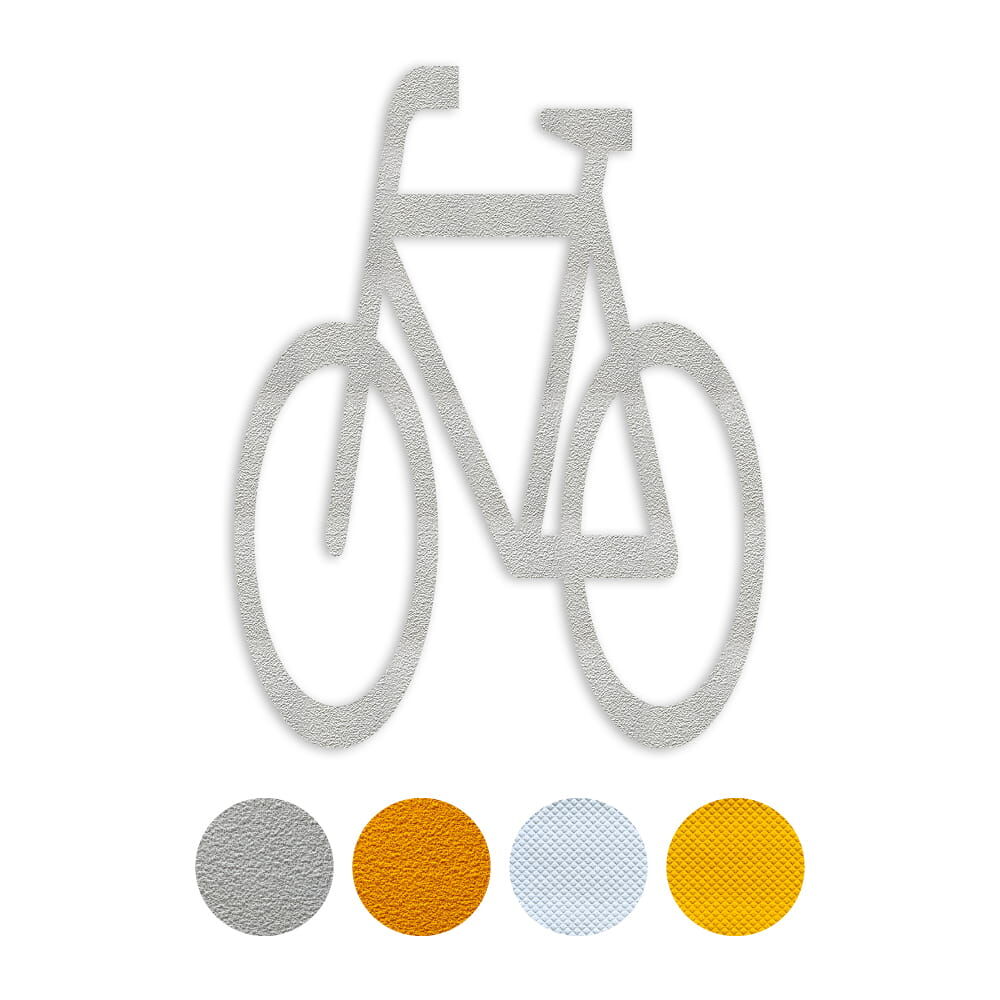 Selbstklebendes Fahrbahnpiktogramm "Fahrrad", erhältlich in weiß & gelb, Verkehrsklasse P6 oder P7