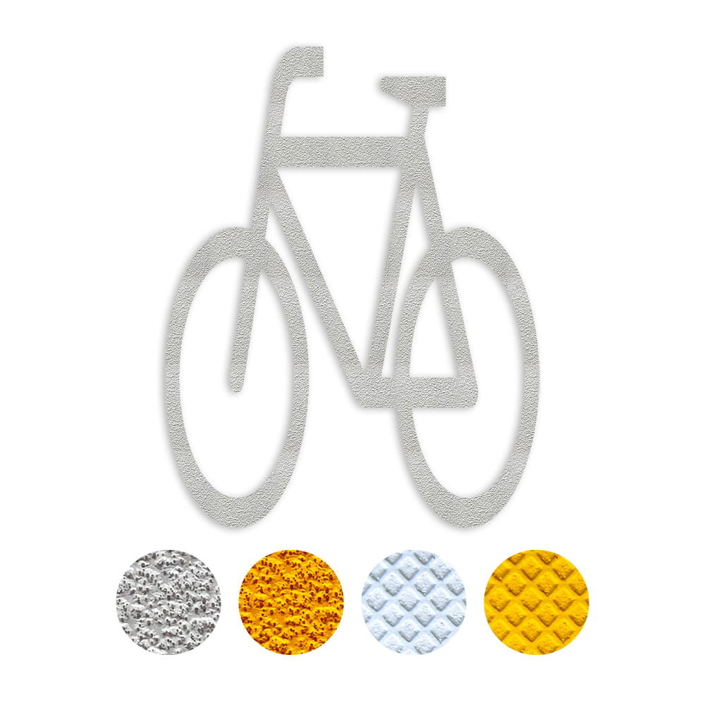 Selbstklebendes Fahrbahnpiktogramm "Fahrrad", erhältlich in weiß & gelb, Verkehrsklasse P6 oder P7