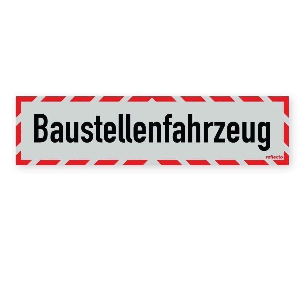 Reflecto Hinweisschild „Baustellenfahrzeug“, mit weiß-rotem Rahmen