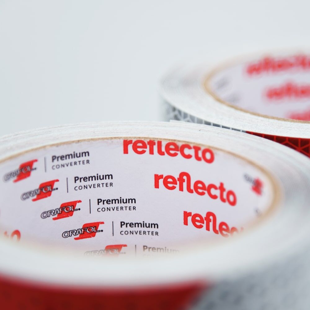 Detail: Rolleninnenkern mit reflecto/ORAFOL Premium-Converter-Aufdruck