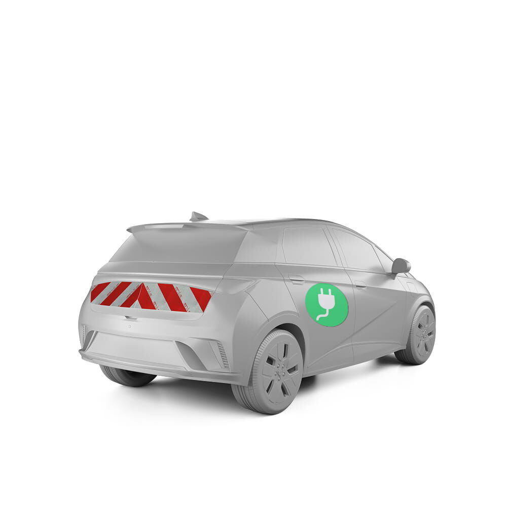 BYD Dolphin ausgestattet mit Heckwarnmarkieurng, Baujahr 2023, mit E-Plakette