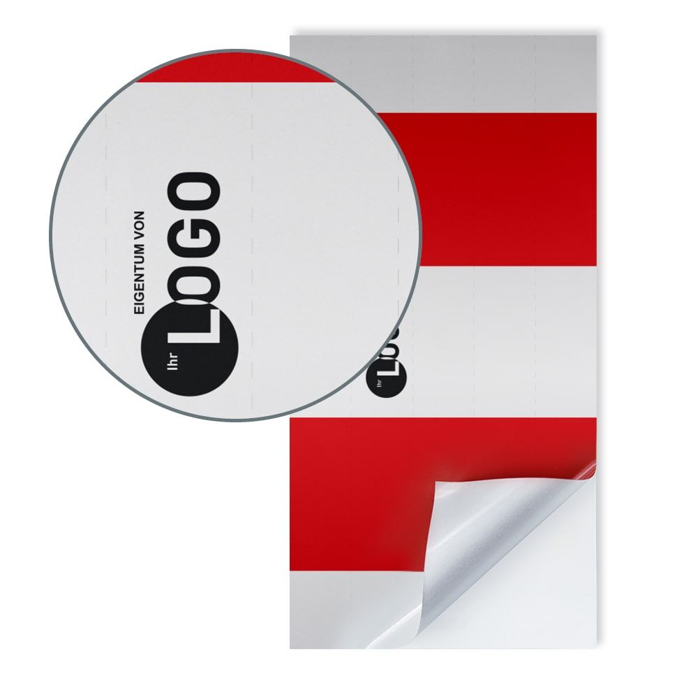 Banderole mit Lupen-Detail auf personalisierbares Logo