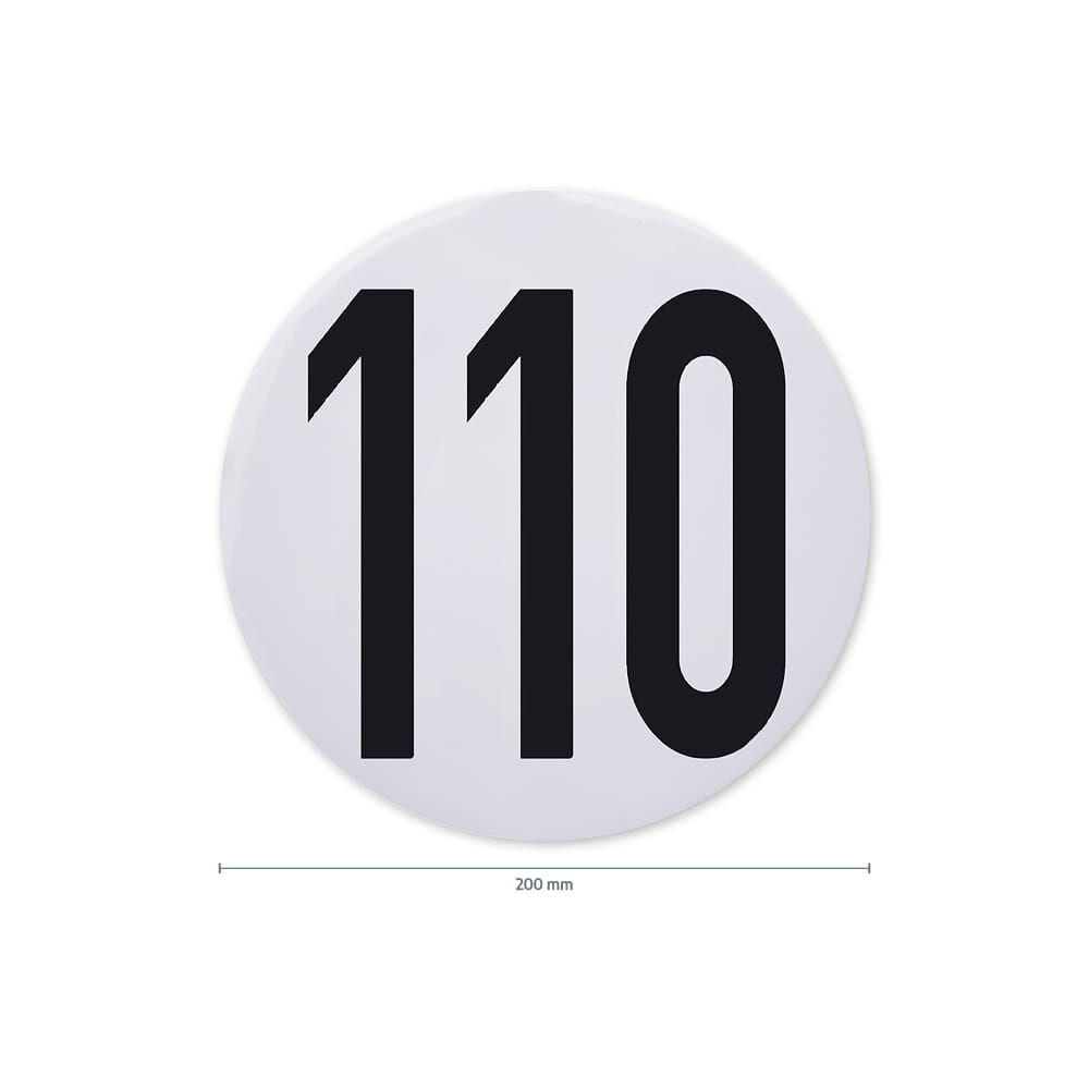 110-km/h-Aufkleber mit Maßangabe 200 mm Durchmesser