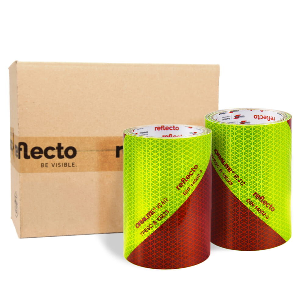 reflecto VC612 Warnmarkierungsset in fluor-lime/rot, zwei (lw/rw) 141er Rollen mit 3m vor Karton