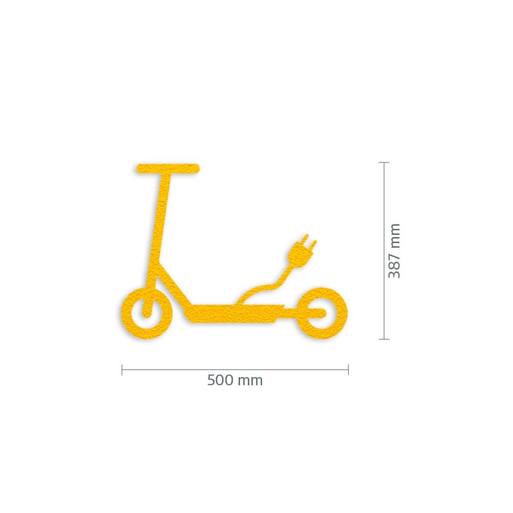Maßgrafik des Piktogramms, Breite 500 mm, Höhe 387 mm, Verkehrsklasse P6 in gelb