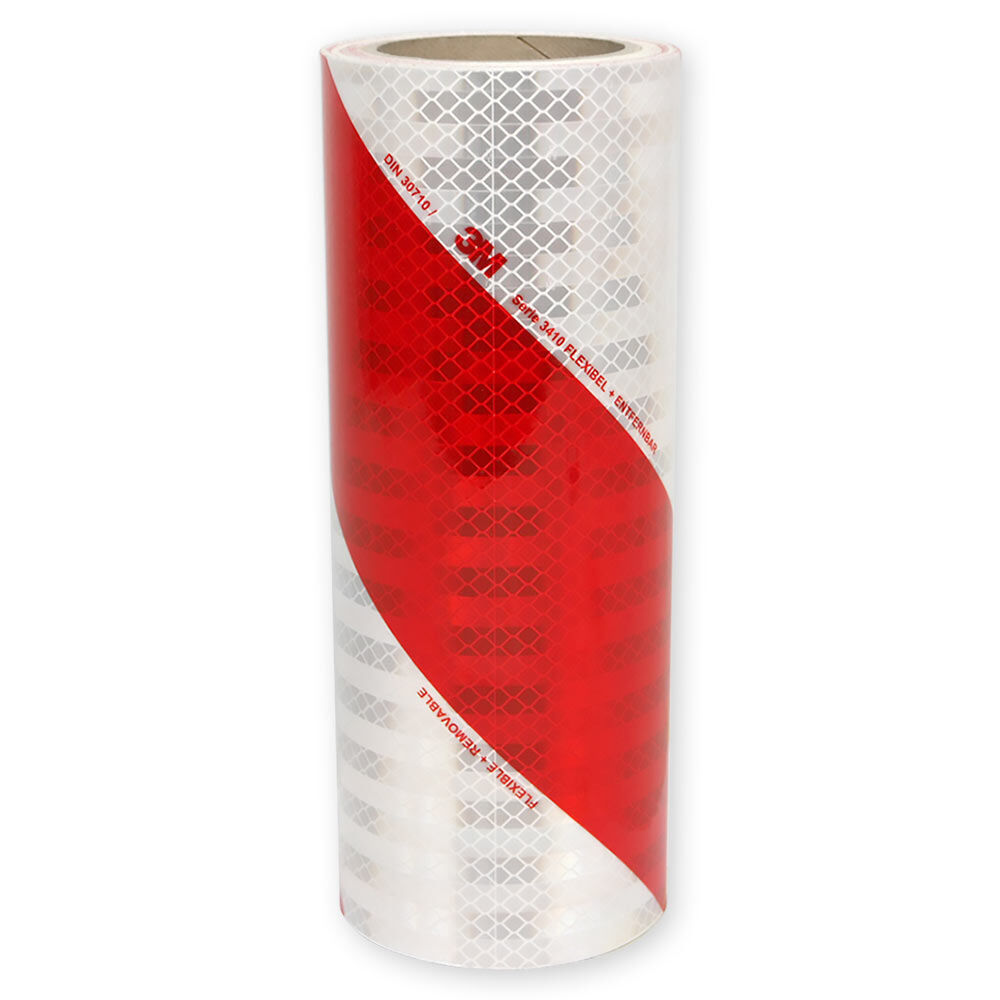 Einzelrolle 3M 3410 Warnmarkierungsfolie, 282 mm breit, linksweisend rot-weiß